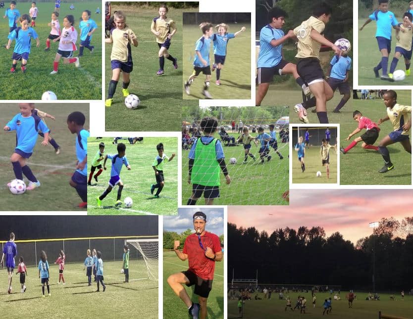 Action photos from games of Hope Soccer Ministries among all age categories.
