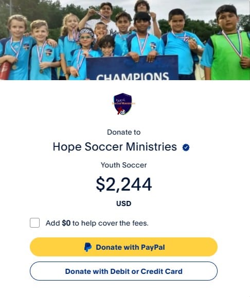 PayPal Donate button for sponsoring an entire team.  
